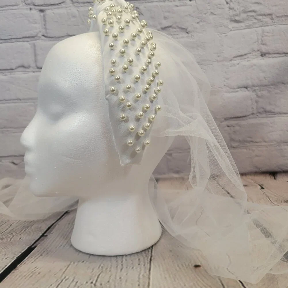 Lele Sadoughi Veil Imitation Pearl Satin Headband